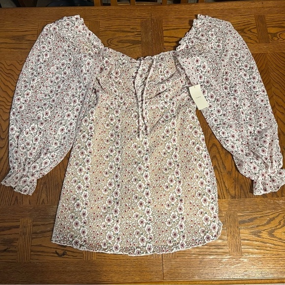 NEW Tularosa Tess Floral Embroidered Ruffle Puff Sleeve Mini Dress Sz L - Picture 3 of 16